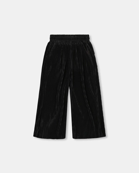 Feminine Fit Wide Leg Pleated Pants Black