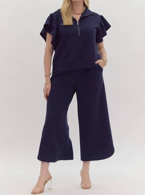 Unisex Sizing wrinkle free finish Just Admit It Pant Set In Navy Blue