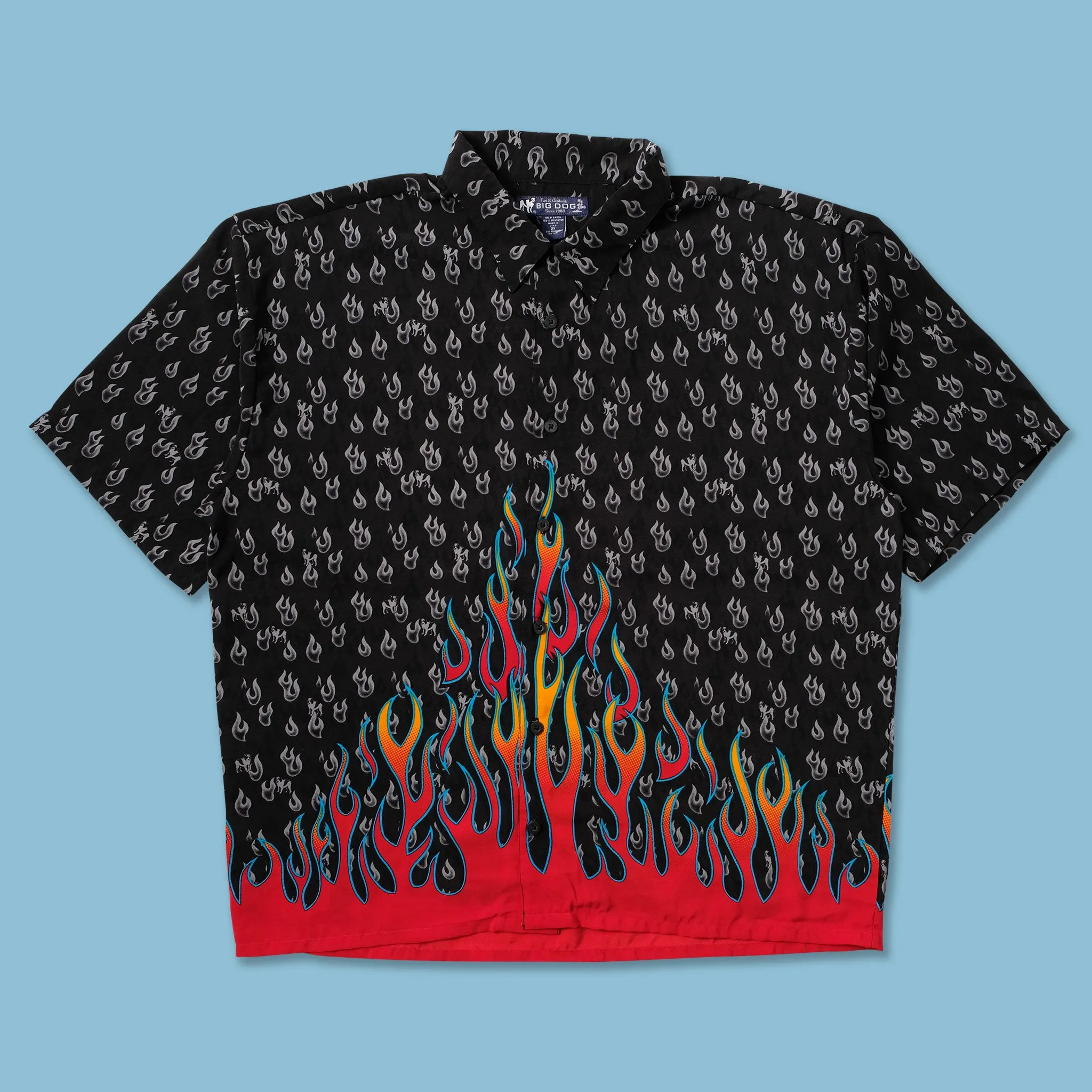 Neutral Tones Contemporary Style Y2K Flames Shirt XXL