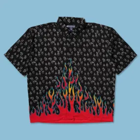 Neutral Tones Contemporary Style Y2K Flames Shirt XXL