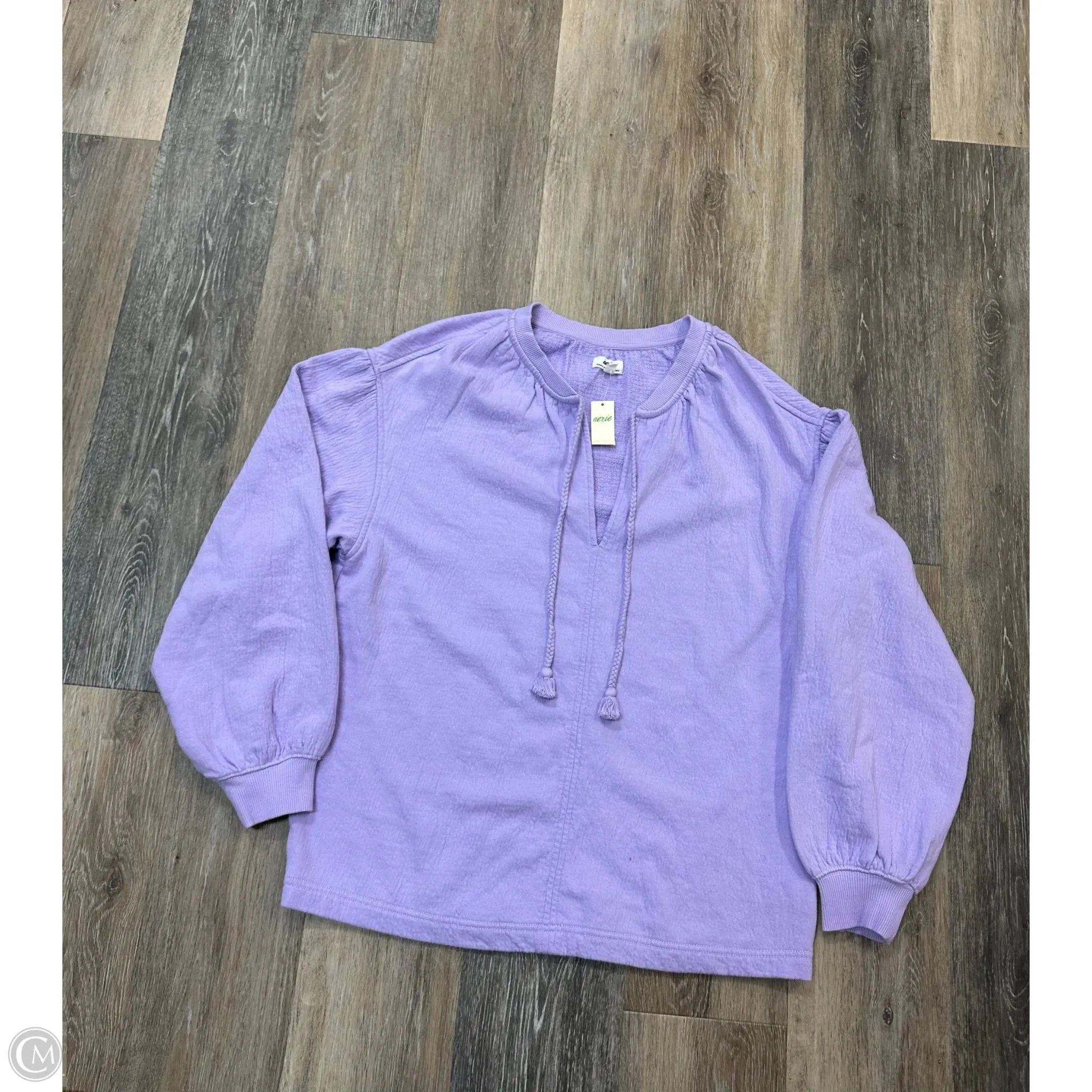 Top Long Sleeve By Aerie In Purple, Size: Xxs Two Tone Weave