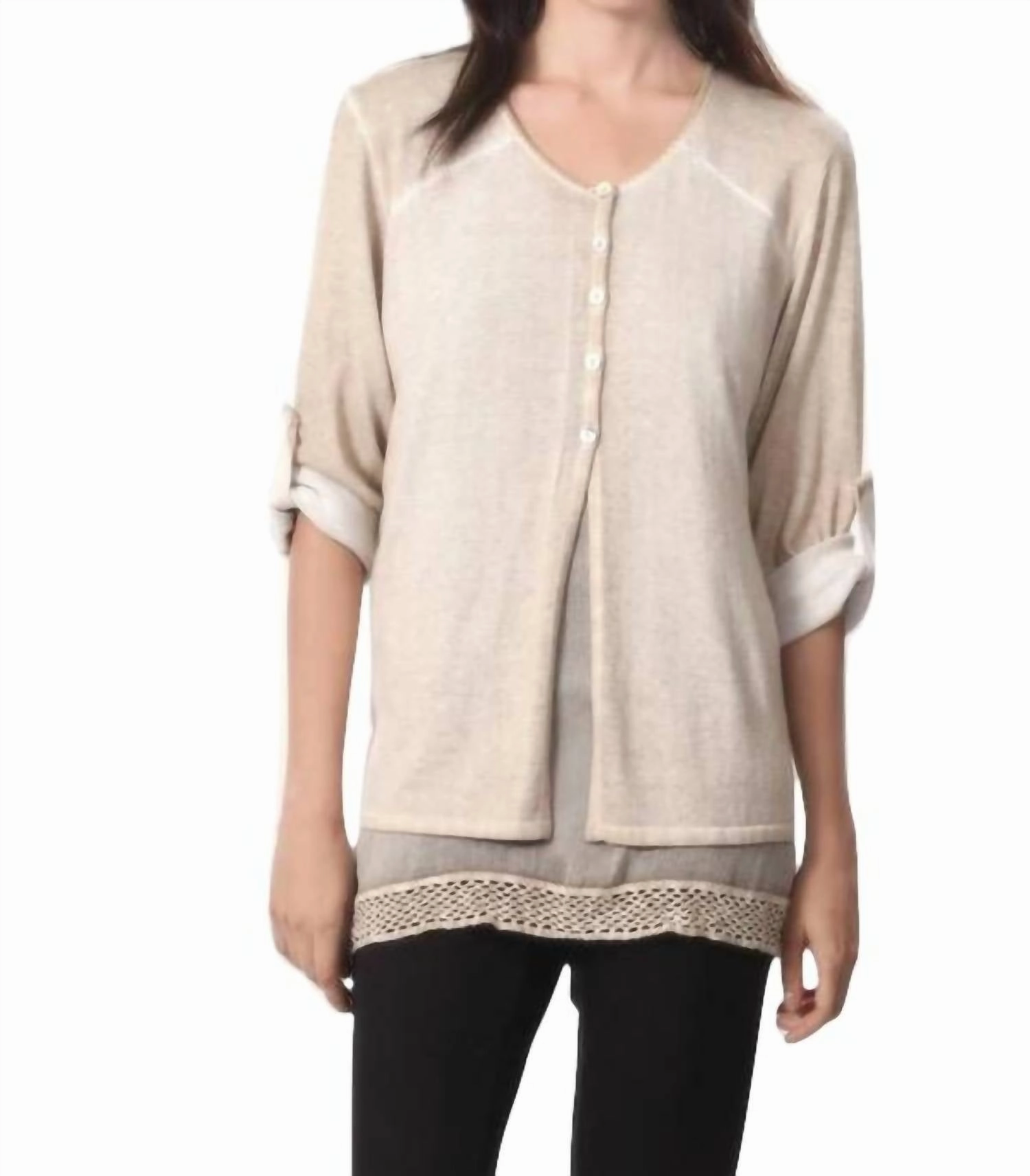 Breathable fabric Durable Reinforced Seams Faux Layered Set In Taupe