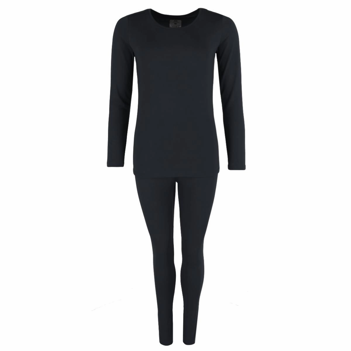 NoRoll Waistband Design Women's Thermal Underwear Long Sleeve and Pant Set
