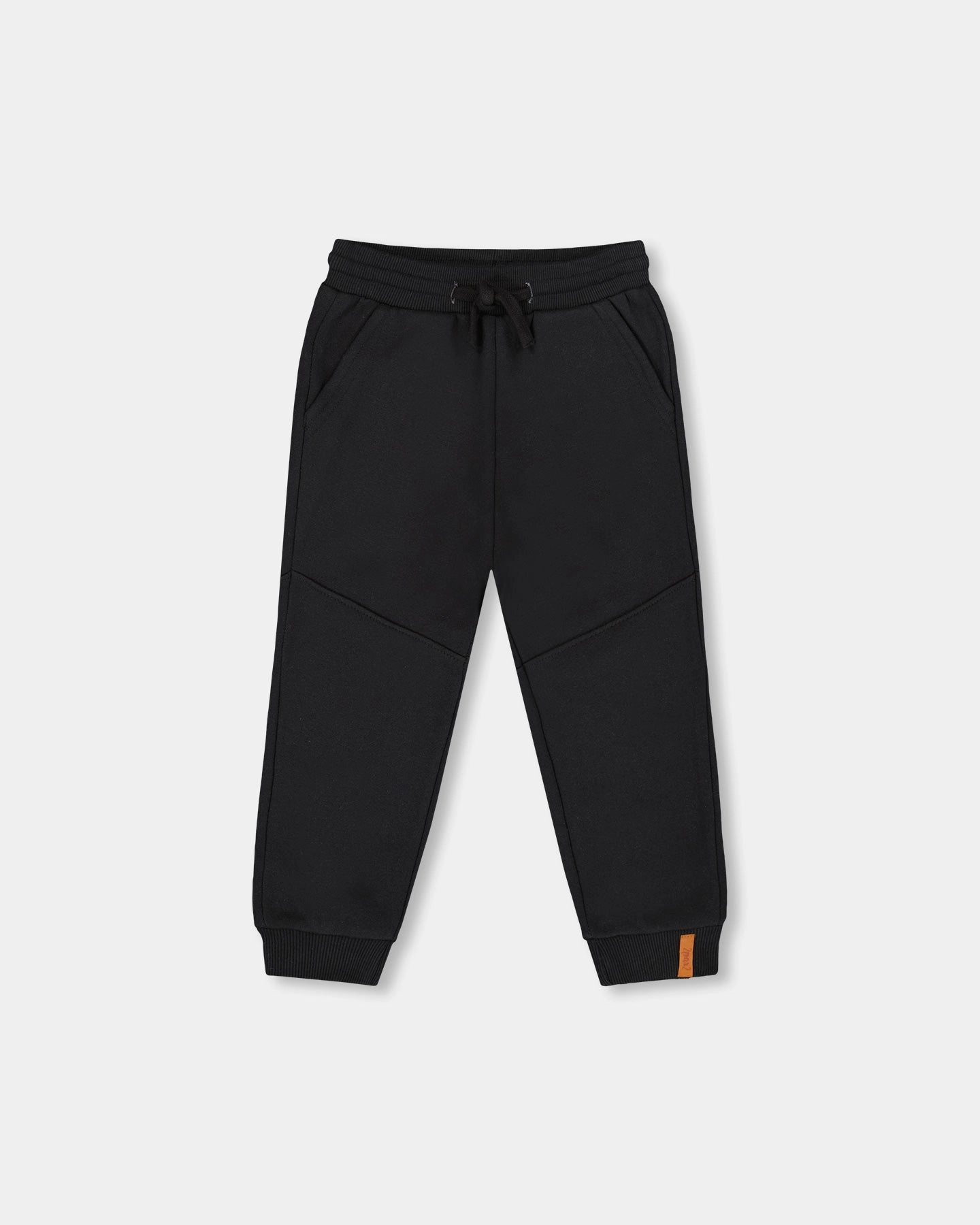 Seasonal Wear ReinforcedKnees Fleece Sweatpants with Pockets Black
