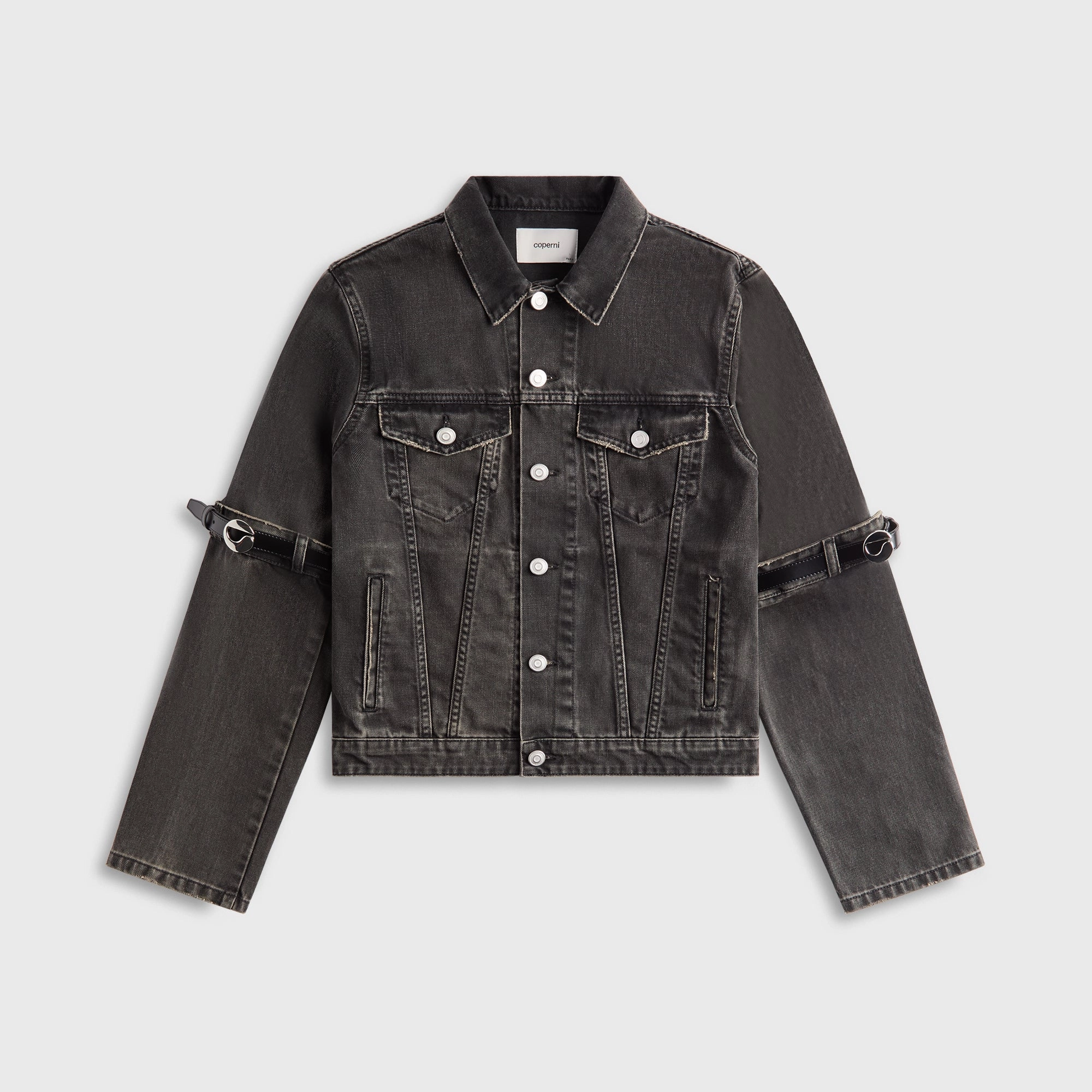 Anti Pilling Fabric Coperni Hybrid Denim Short Jacket - Black