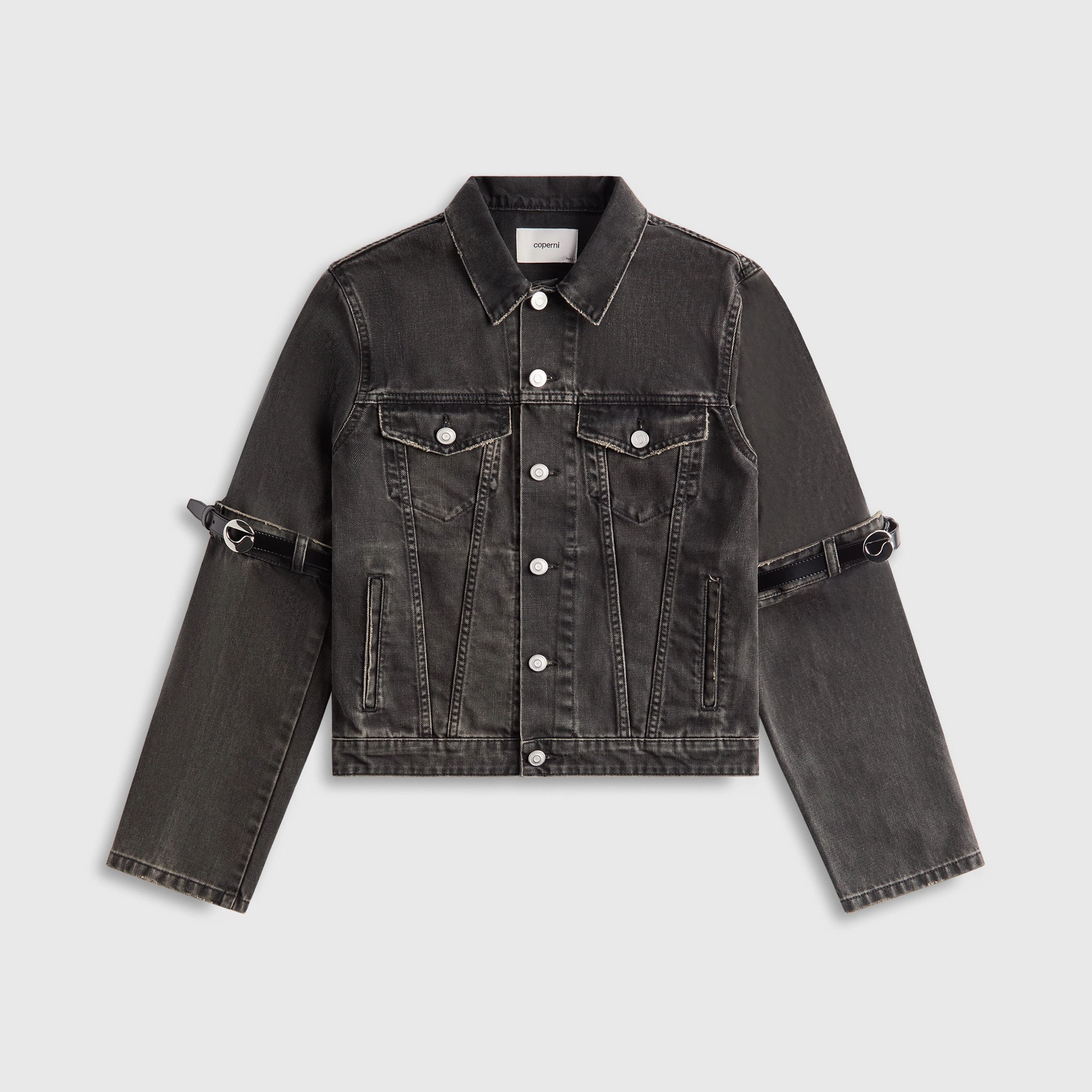 Coperni Hybrid Denim Short Jacket - Black Seam Sealed