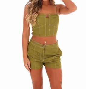 AntiPill Fabric Comfort waistband Higher Love Two Piece Set In Moss Green