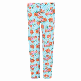 Women's Plus Size Floral Pajama Pants Universal Sizing System Layered Hem Design