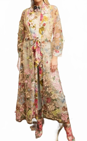 Flower Print Kimono In Multi Non Restrictive Silhouette