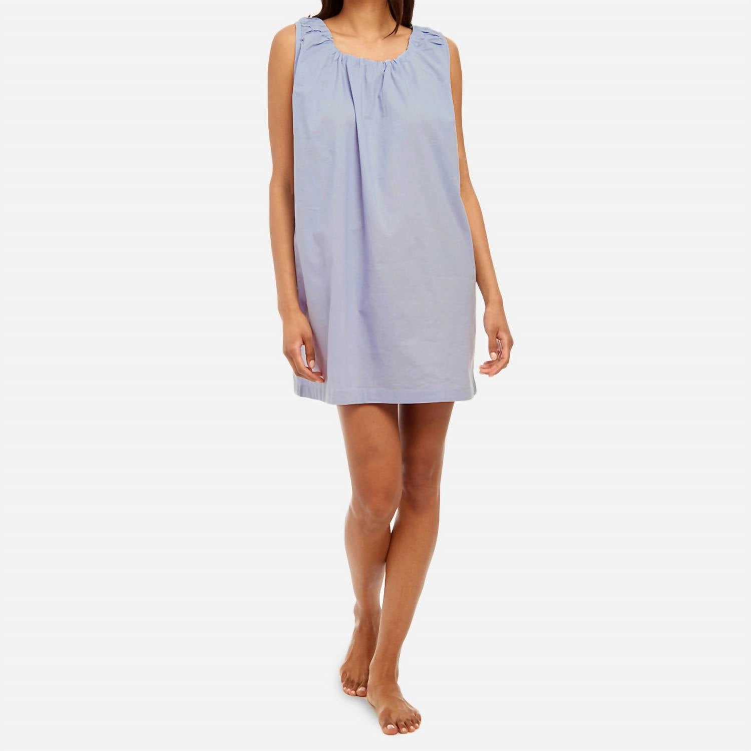 Stretch Knit Material Night Dress In Powder Blue