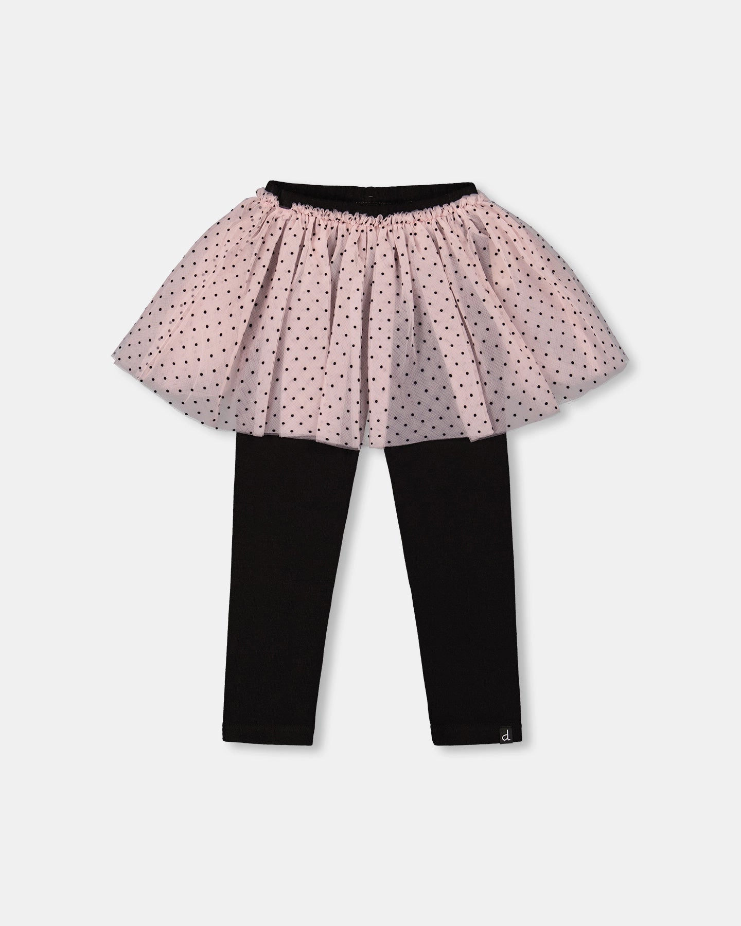 Leggings with Tulle Skirt Pink and Black Double Stitched Seams