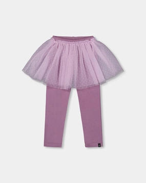 Flexible Knees LightweightDesign Leggings with Tulle Skirt Purple Gray