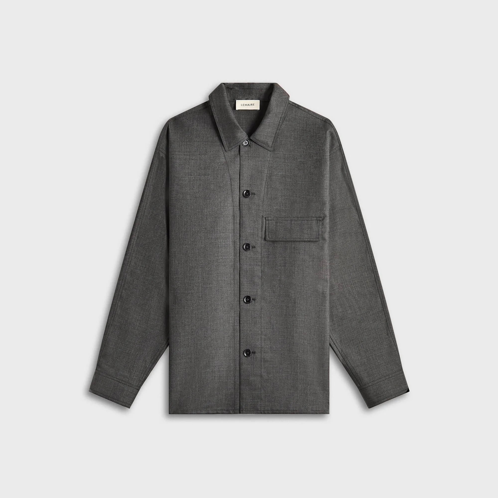 Smooth Texture Lemaire Light Tailored Overshirt - Grey Melange