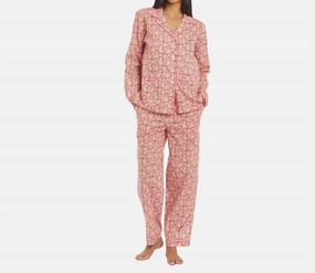 Versatile Layering High Neckline Liberty Print Floral Cotton Classic Long Pj Set In Anoki Rose