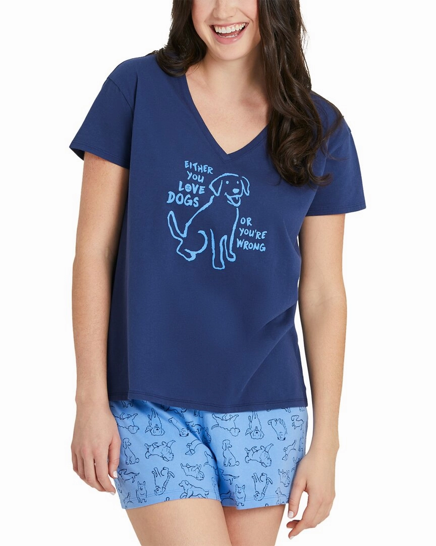 SweatWicking Fabric Tagless Comfort Life is Good Snuggle Up Relaxed Sleep V-Neck T-Shirt
