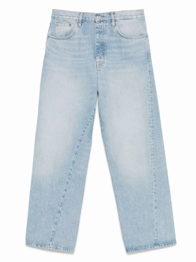 Light Blue Cotton Jeans With Classic Five-Pocket Design Subtle Detail Clean Aesthetic