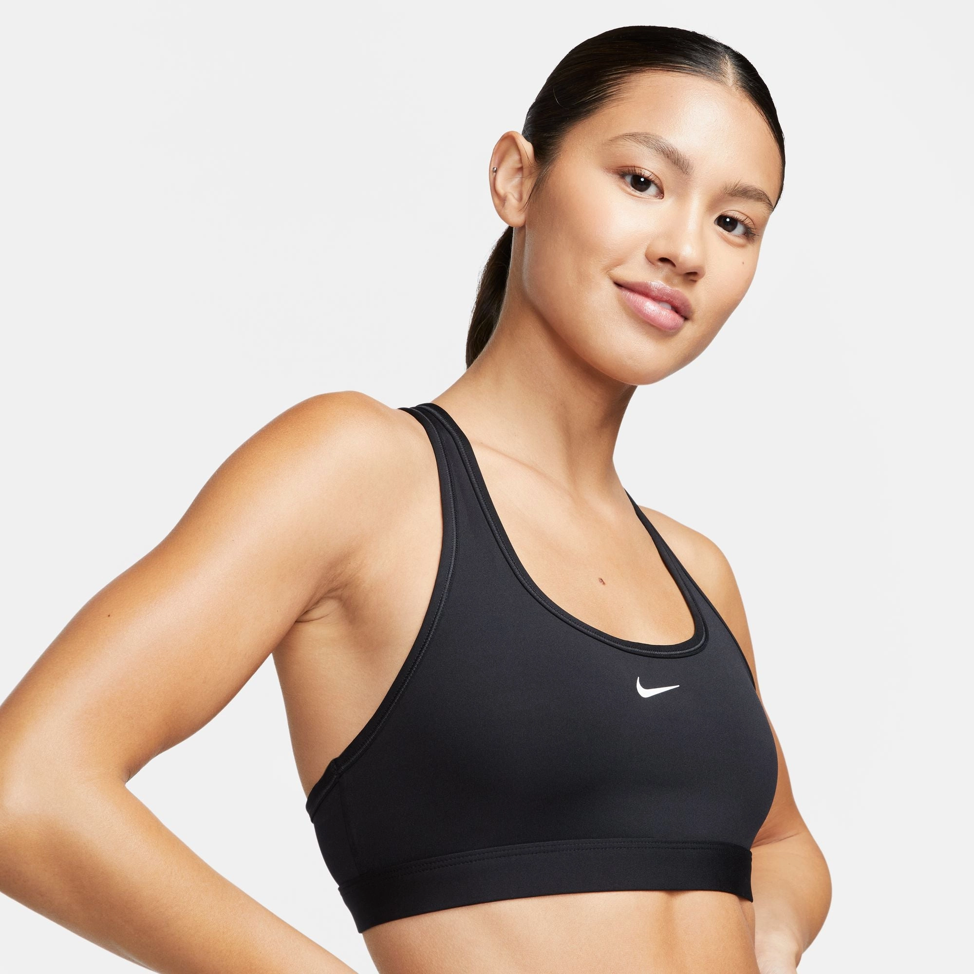 ventilation channels LIGHT SUPPORT SWOOSH BRA - 010 BLACK