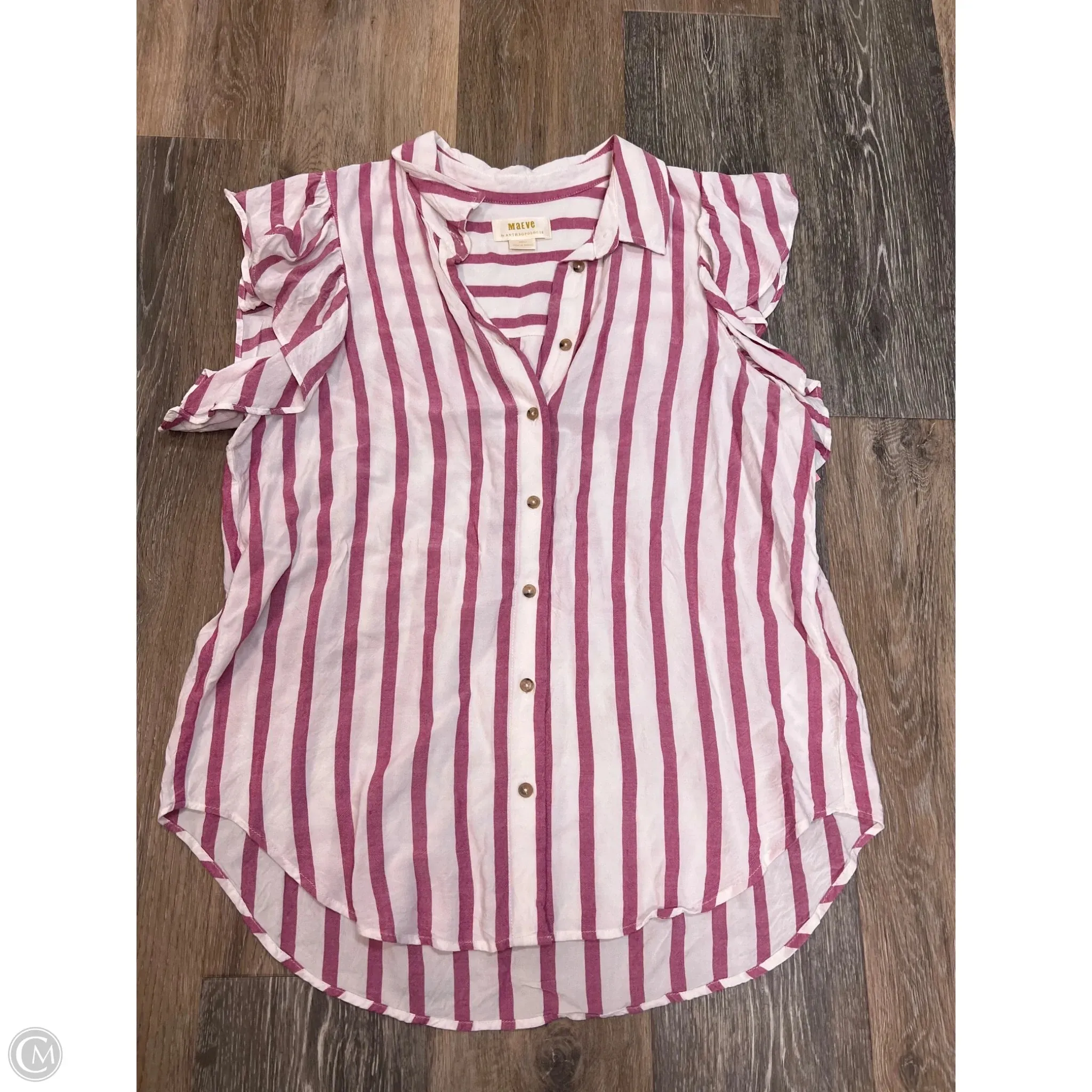 Blouse Short Sleeve By Maeve In Striped Pattern, Size: S MeshPanelIntegration VentilatedBackPanel
