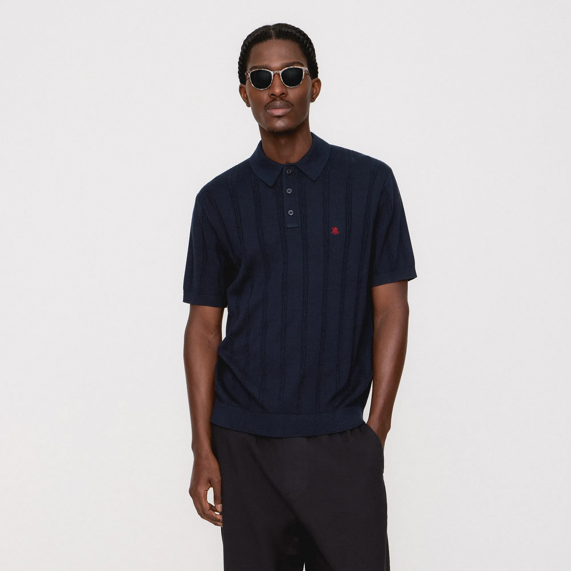 SnagResistant Weave Breathable Cotton Blend Kith Tilden Polo - Nocturnal