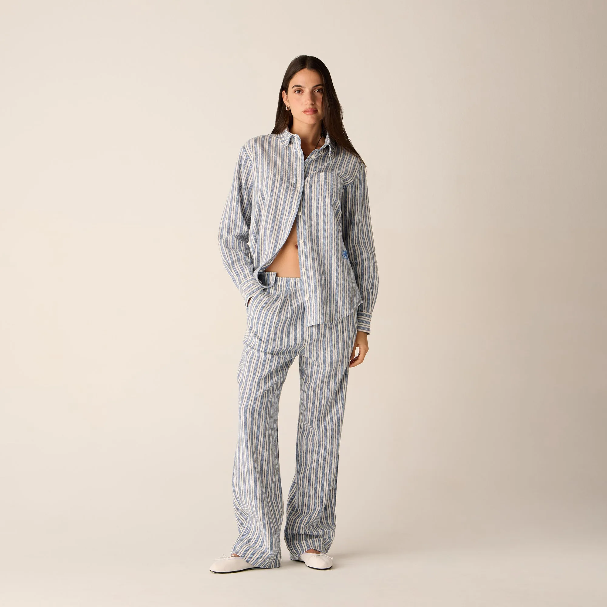 Kith Women Ora II Dobby Stripe Shirt - Royal Matte Finish