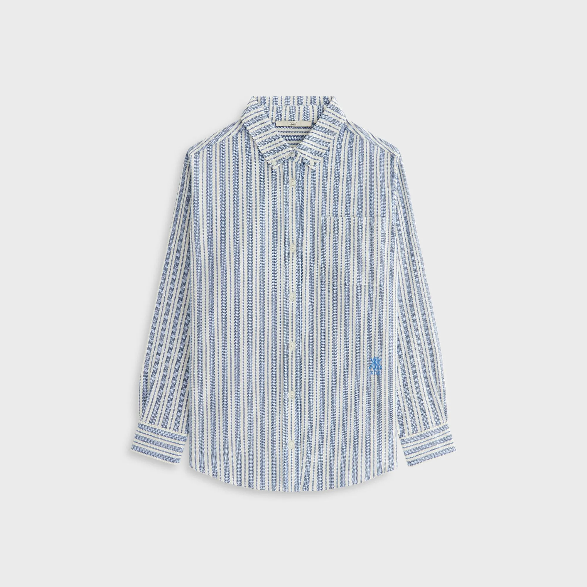 Fashion staples Layered Collar Kith Women Ora II Dobby Stripe Shirt - Royal