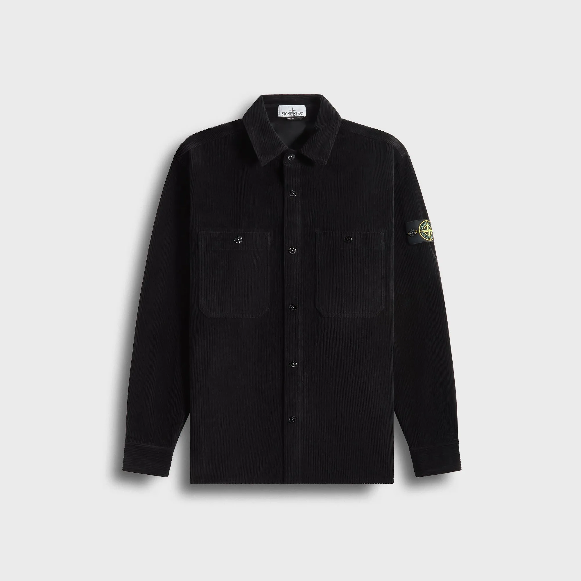 UV Protective Fabric Stone Island Corduroy Shirt - Black