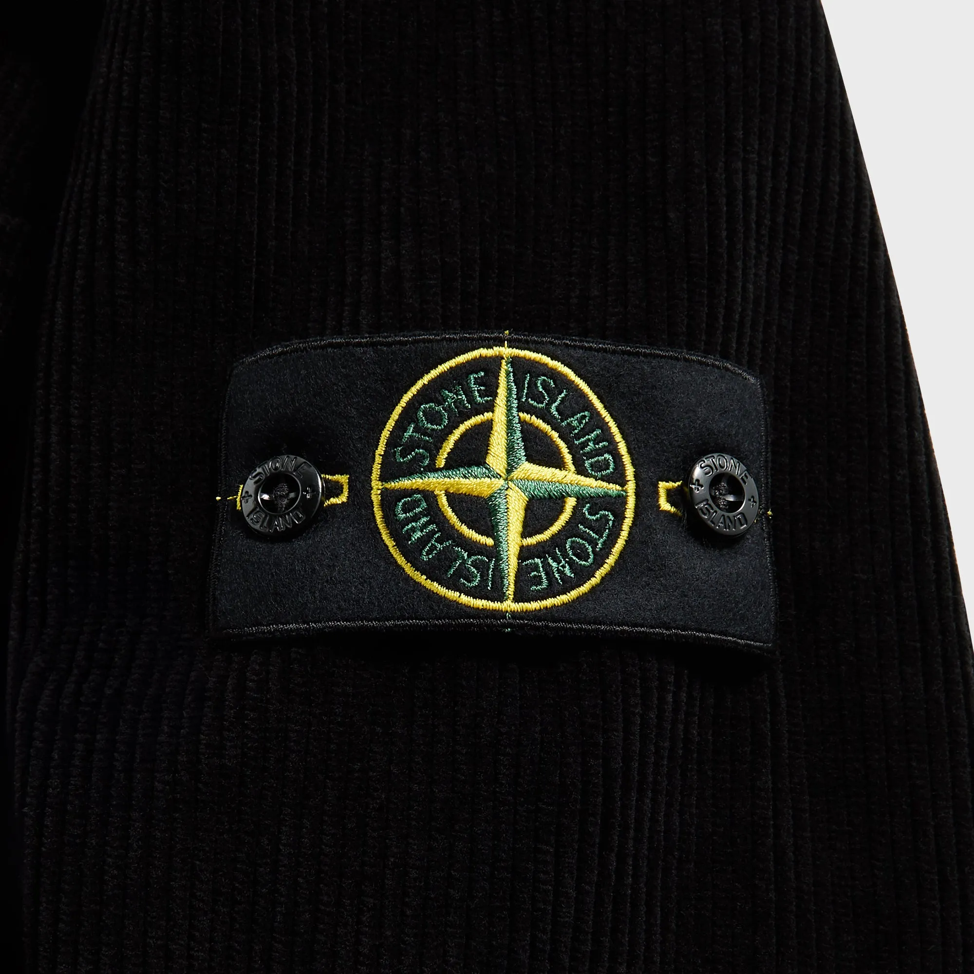 Polished Look Checkered Print Stone Island Corduroy Shirt - Black