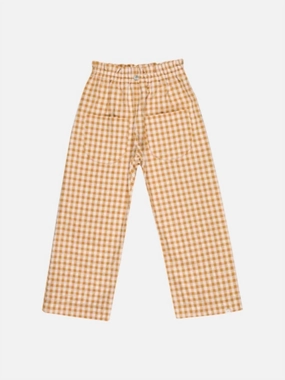 Kid's Lola Check Pants In Mustard Comfy Waistband