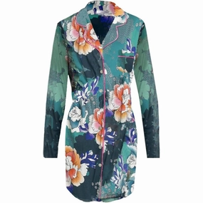 Johnny Was Women Tura Long Sleeve Night Shirt Loungewear Multi Tear Resistant Fabric Lightweight Construction