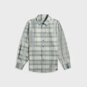 Auralee Super Light Wool Check Shirt - Blue Green Check Trendy designs