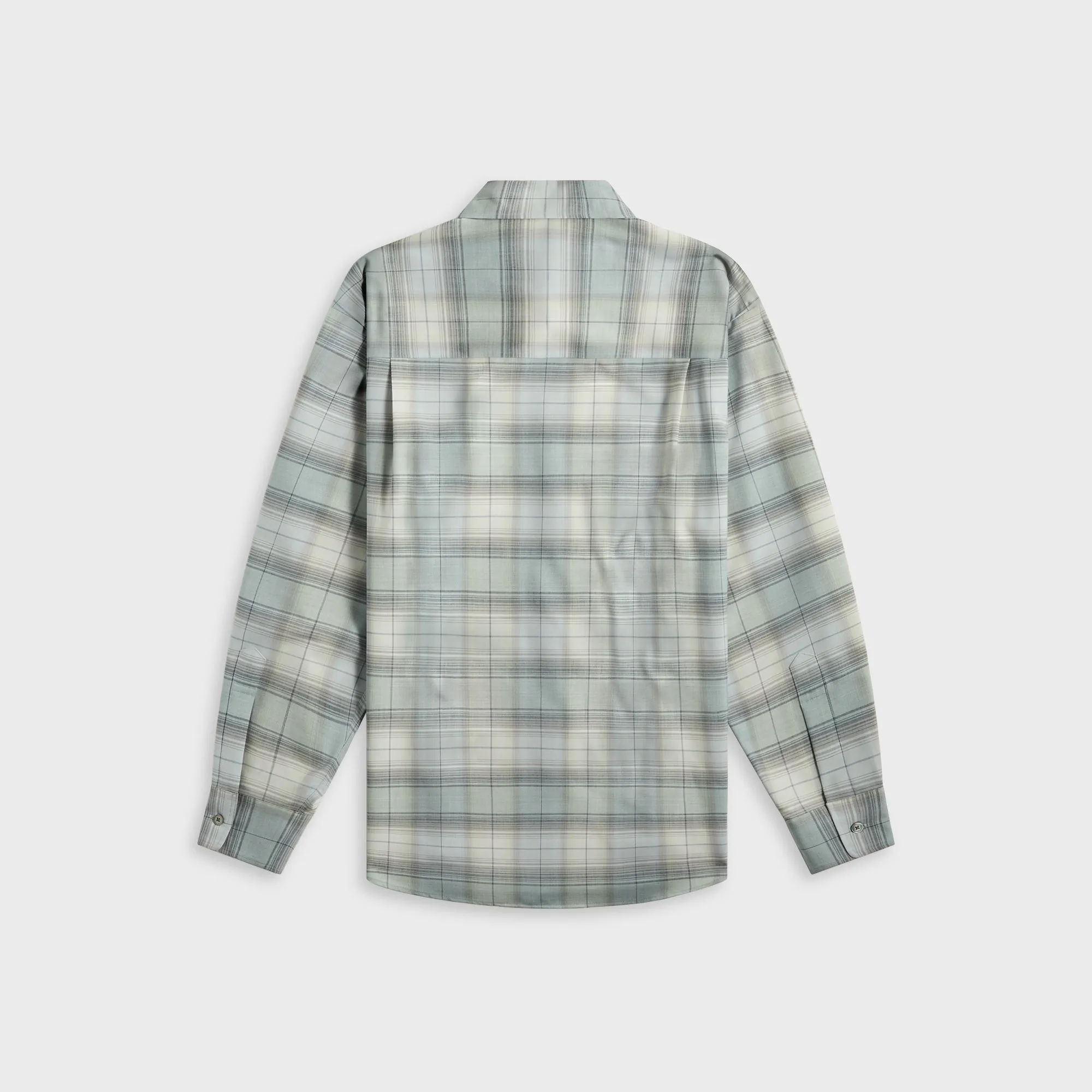 Auralee Super Light Wool Check Shirt - Blue Green Check Contemporary Look Button Down Design