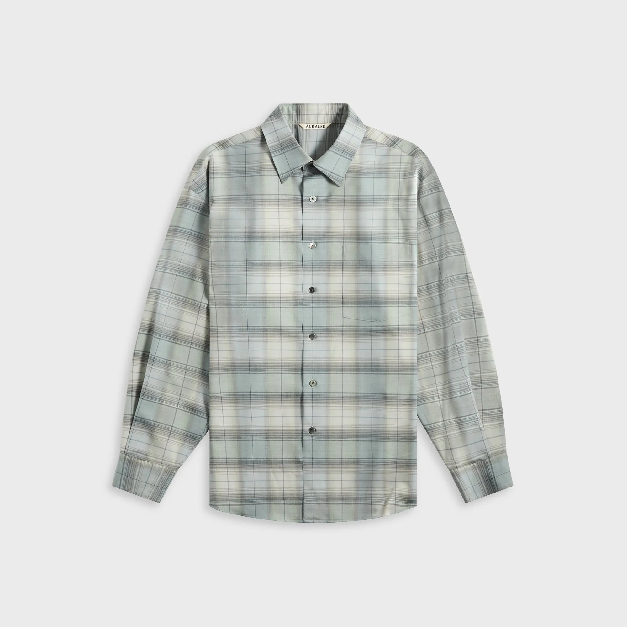 Animal Print Auralee Super Light Wool Check Shirt - Blue Green Check