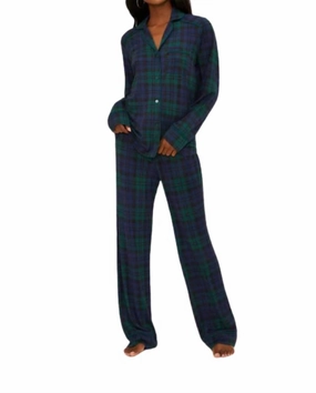 Livy Connie Pajama Set In Wintergreen Cozy Fleece Backing
