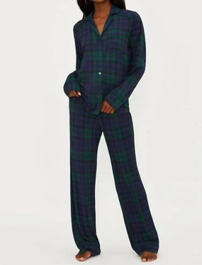 High Breathability Knit Livy Top And Connie Pant Pajama Set In Wintergreen