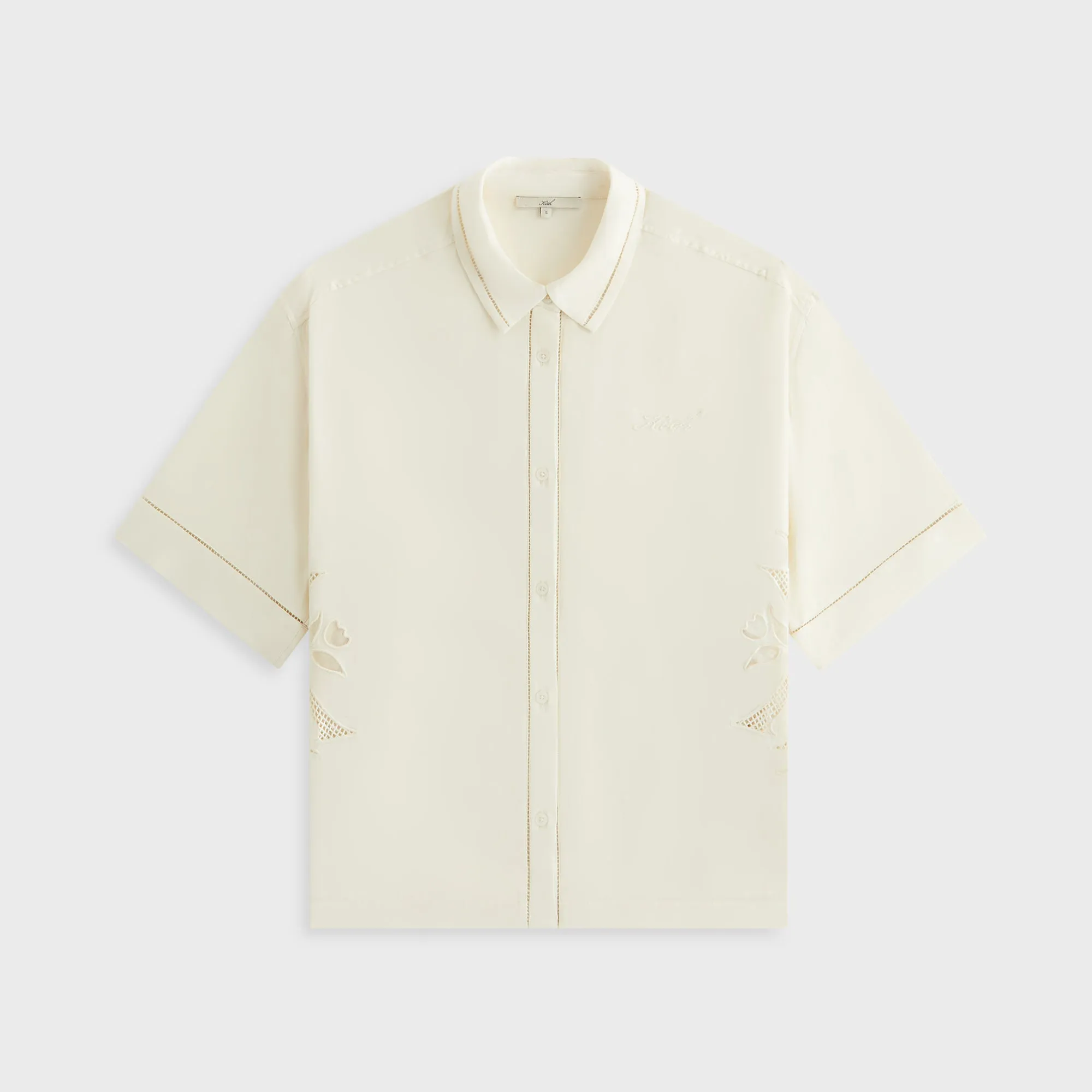 Striped style Ventilated Back Kith Women Mari Broderie Crest Shirt - Waffle