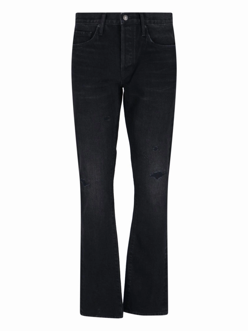 Always Stylish Durable piece Logo Straight Jeans ?C Black