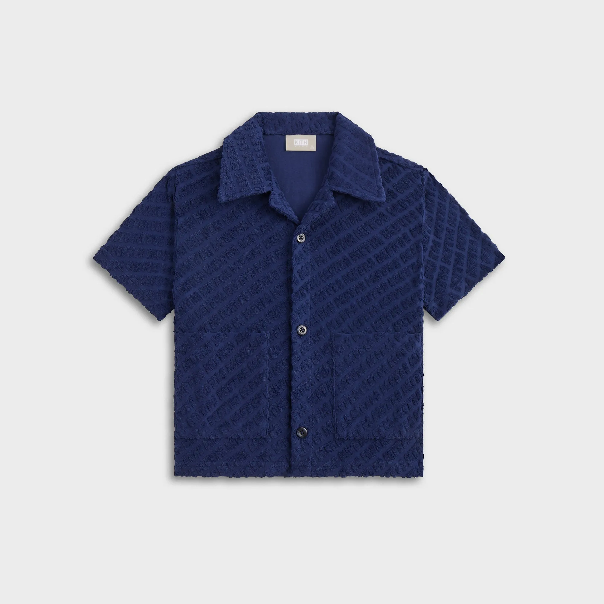 Kith Kids Monogram Terry Camp Shirt - Screen Eco friendly materials Eco-Friendly Fabric