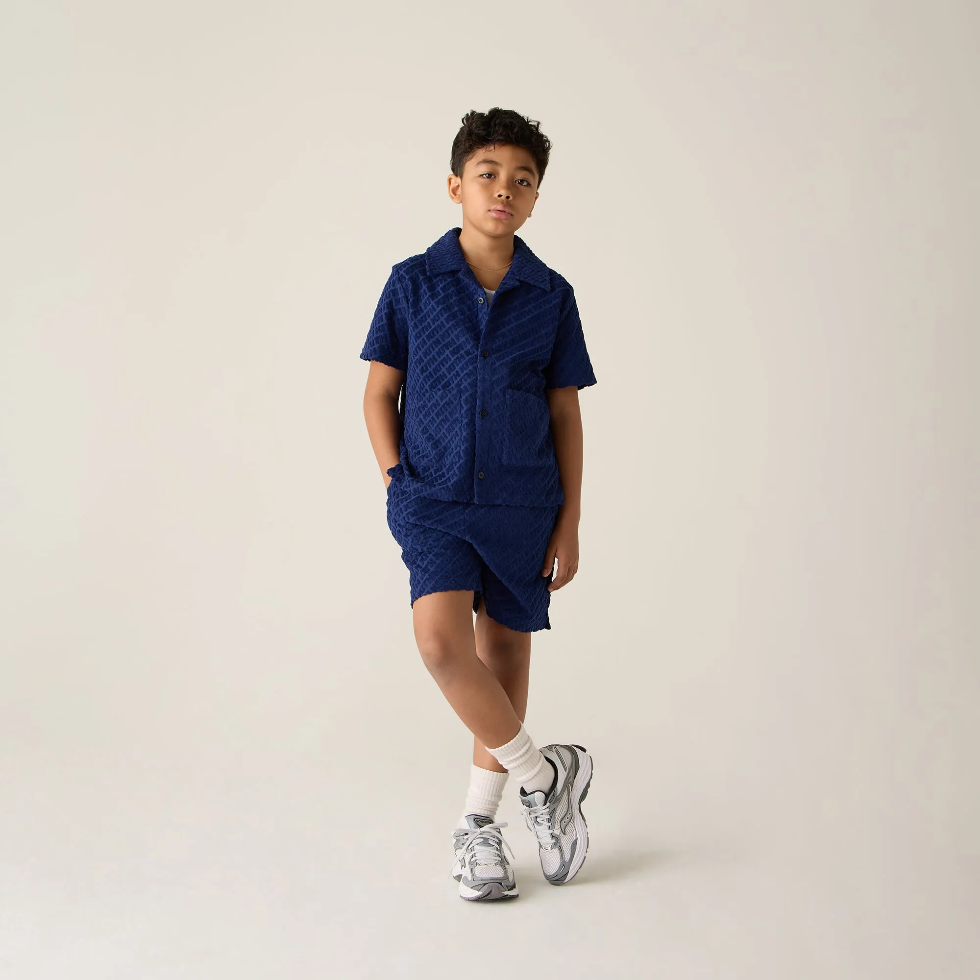 Kith Kids Monogram Terry Camp Shirt - Screen Work Appropriate
