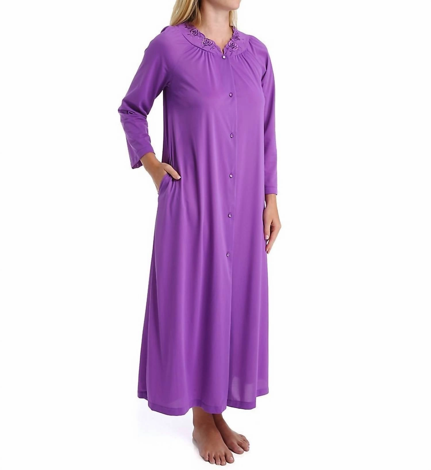 Long Sleeve Button Down Robe In Purple NonIrritating Seams