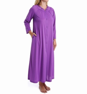 Long Sleeve Button Down Robe In Purple Eco Certified Materials No Slip Grip