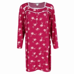Women's Plus Size Floral Lace Long Sleeve Sleep Gown Anti Pilling Process