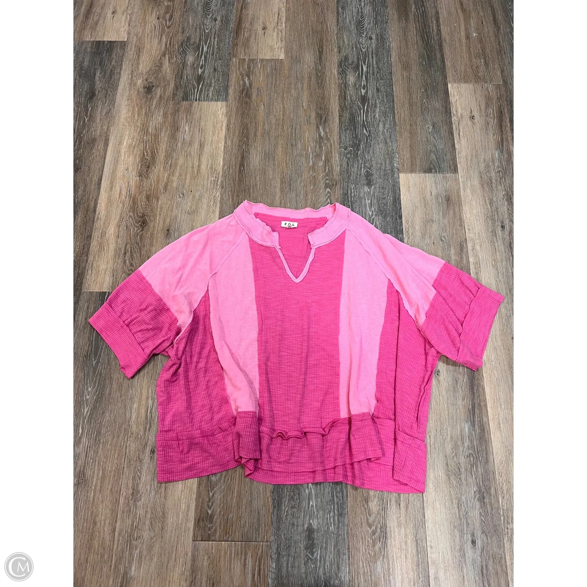 Top Short Sleeve By Pol In Pink, Size: M Sheer Overlay Material