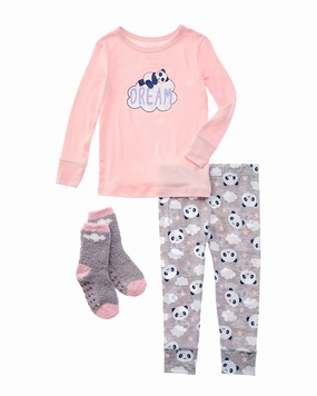 Rene Rofe 3pc Snuggle Up 2pc Snug Fit Pajama Set Layered Hem Design Drop Shoulder Construction