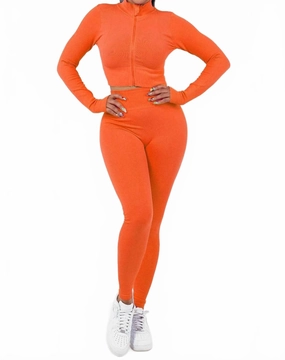 VNeck Design Eco Friendly Fabric Loungin Set In Orange