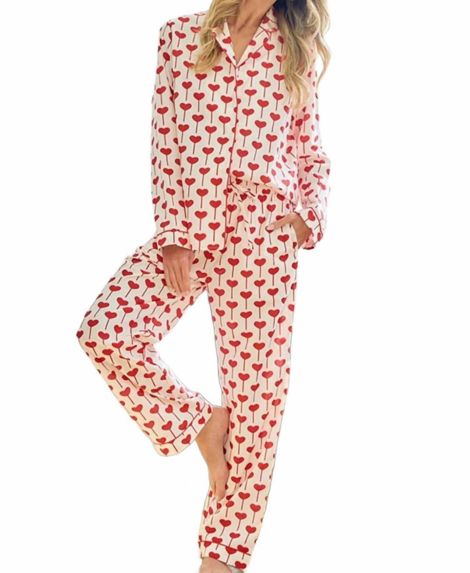 All Day Comfort Love Me When I??M Sleeping Jammies In Ivory/red