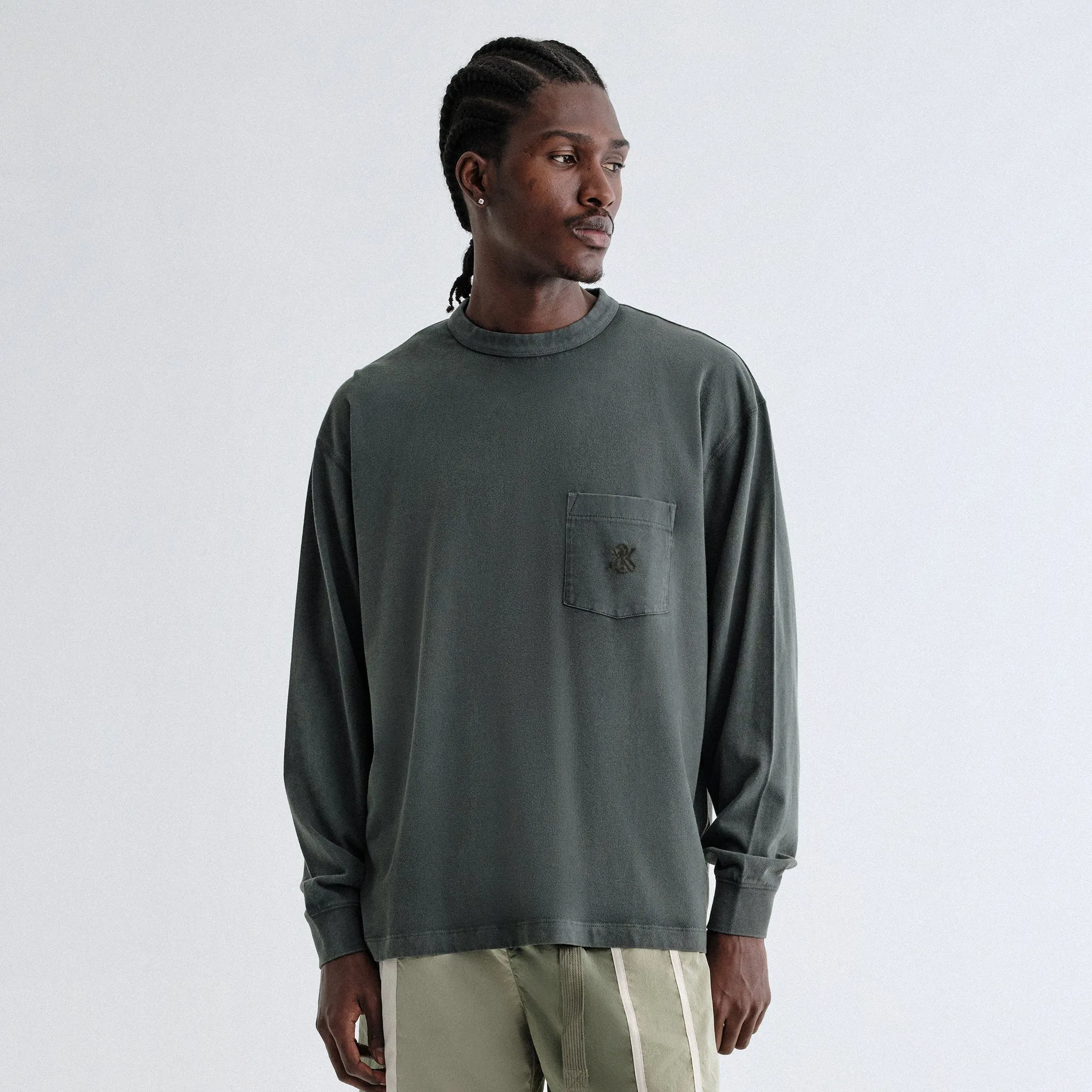 Casual Look Wear Long sleeved warmth Kith Sueded Jersey Long Sleeve Leonard Pocket Tee - Machine