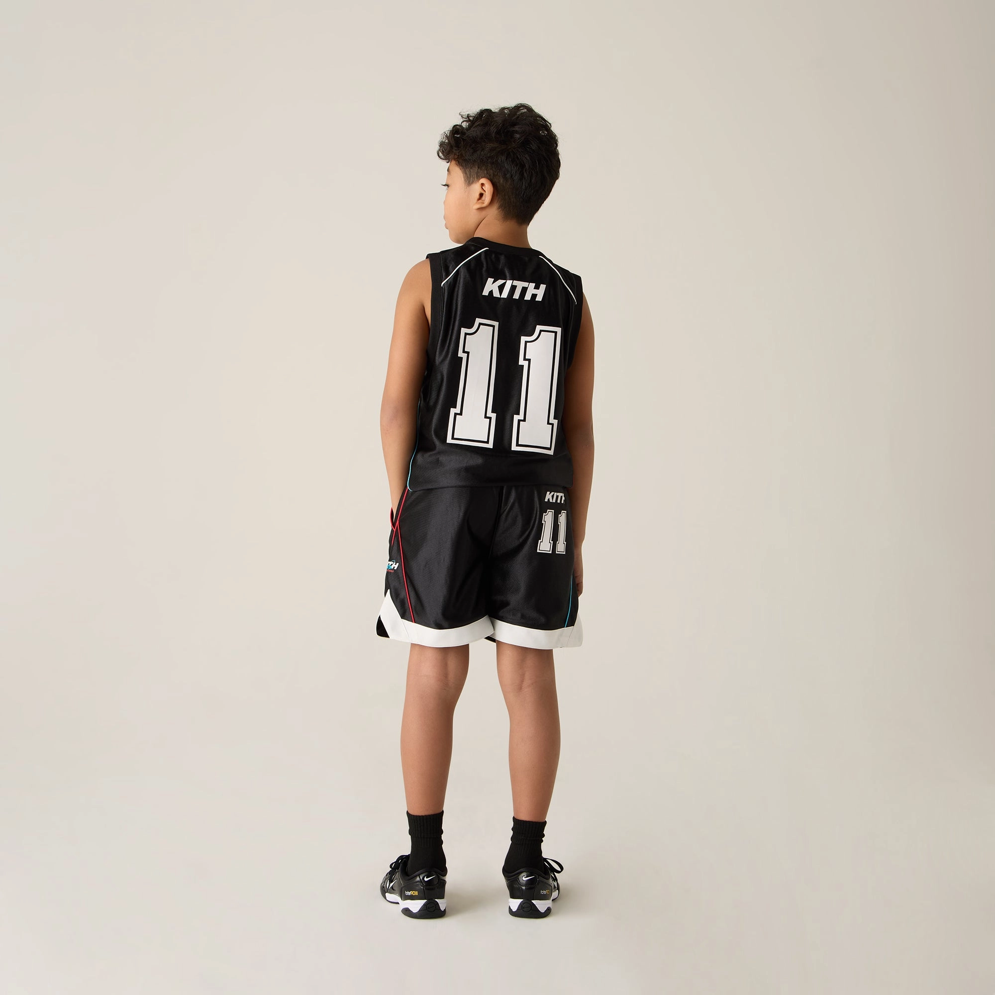 Kith Kids NY to the World Unisphere Faille Jersey - Black Low Friction Texturing