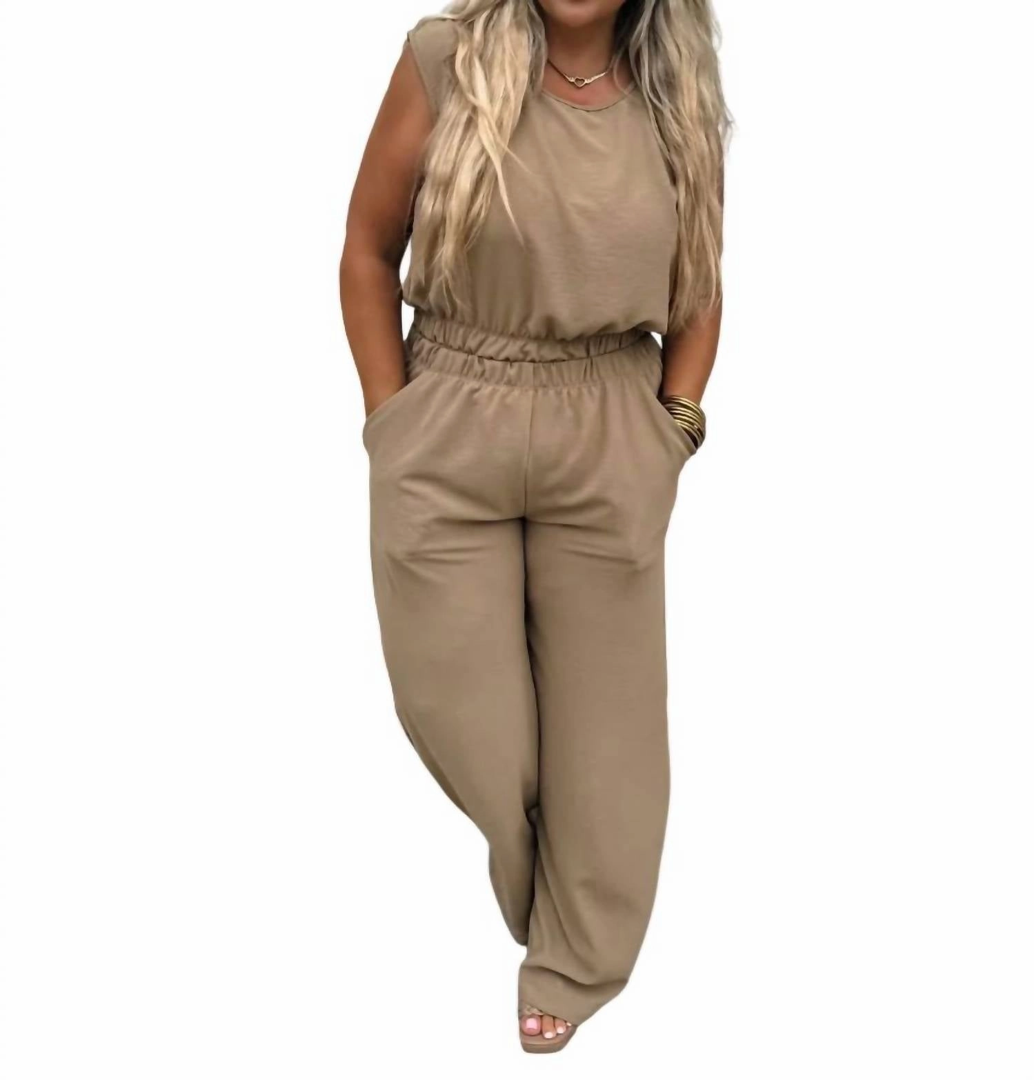 Two-Piece Pant Set In Mocha Versatile Styling elastic waistband