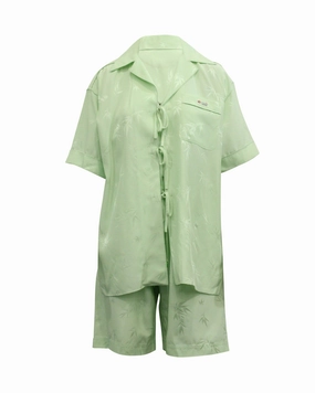Tencel Blend Alexander Wang Jacquard Pajama Top and Shorts in Mint Viscose