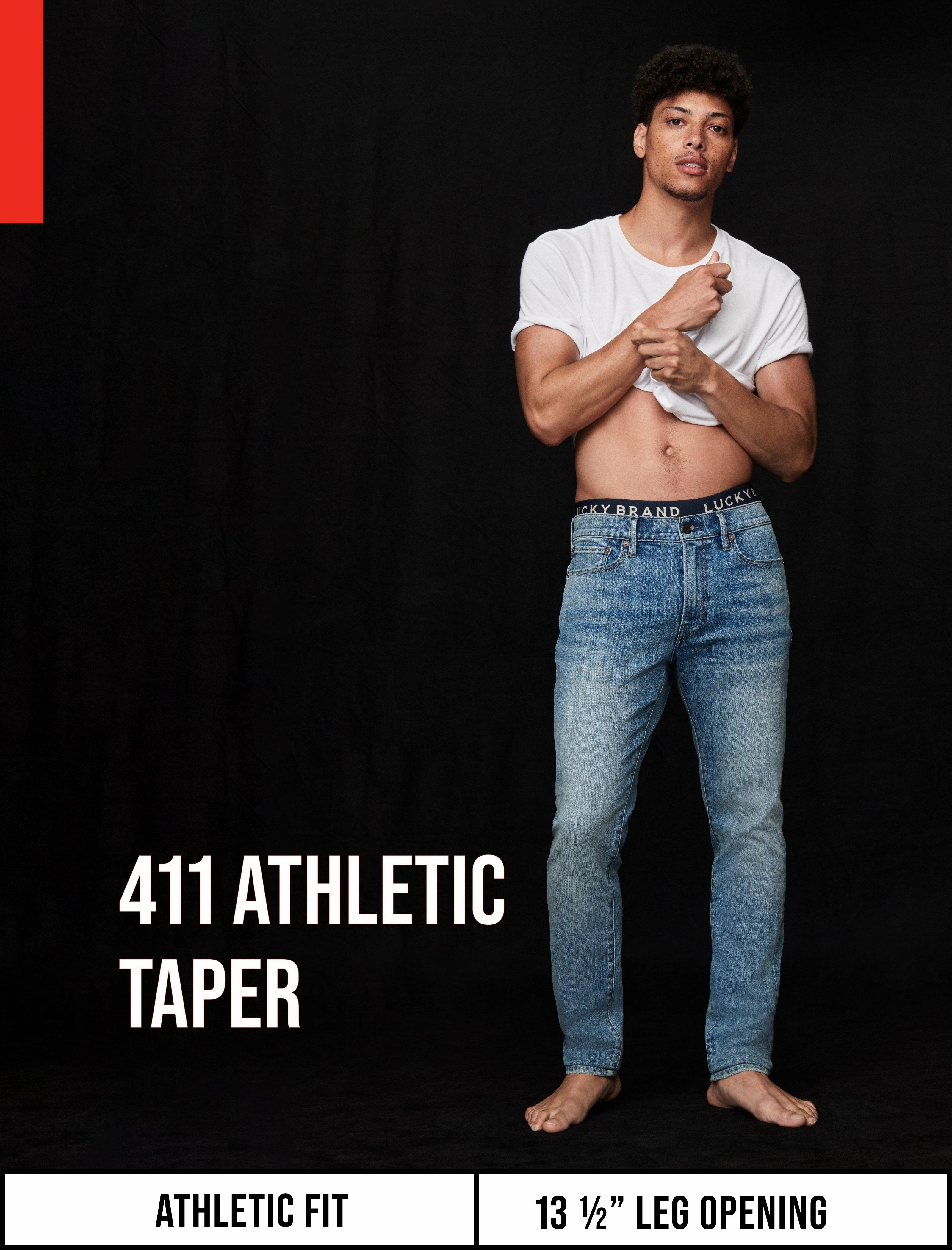 Lucky Brand Men's 411 Athletic Taper Advanced Stretch Jean Soft Road Trip Youth Style Easy Option
